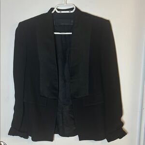 ZARA woman Studio Black Open-Front Blazer | Minimal Tailored Jacket | Size Small